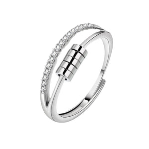European And American Retro Old Thai Silver Anxiety Ring Three-Ring Smart Finger Ring Multi-Ring Rotating Bead Ring Jewelry For Women