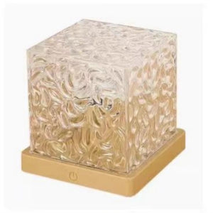 Square Water Ripple Headlamp Night Light Creative Girl Gift Bedside Bedroom Flame Aurora Dynamic Table Lamp
