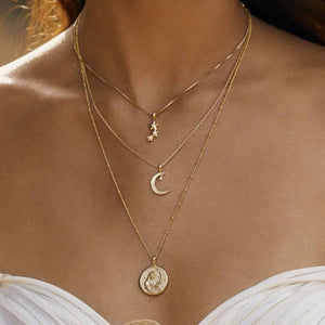 New Necklace Female Golden Moon Pendant Female Zircon Moon Clavicle Chain Female Exquisite Jewelry