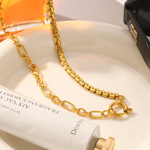 Cross-border World Best-selling Stainless Steel Splicing Chain Necklace Niche High-end Sense Spring Buckle Handmade Chain Titanium Steel Necklace Decoration