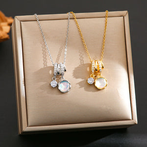 Internet Celebrity Fashion Hot Selling Titanium Steel Necklace Women&#039;s Zircon Copper Plated 18K True Gold Pendant Color-free Clavicle Chain Jewelry