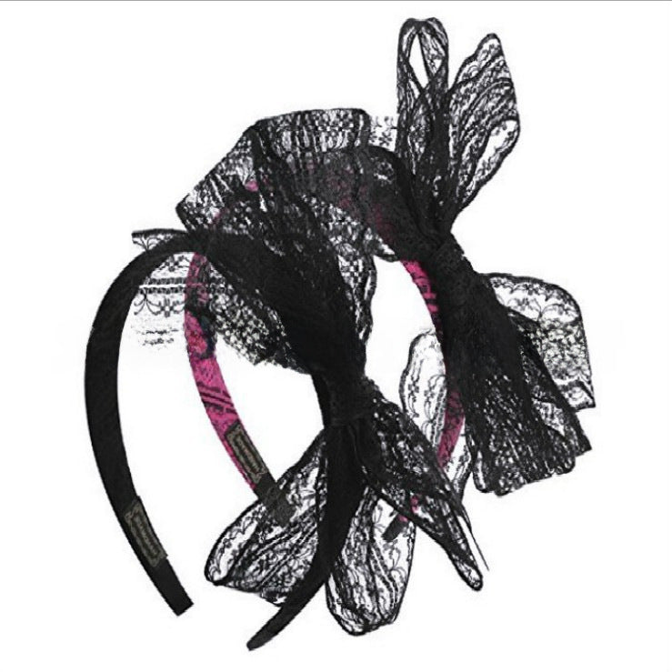 European And American Amazon Lace Bow Headband Wide-brimmed Women&#039;s Retro Big Bow Headband Hair Accessories Hair Clips New