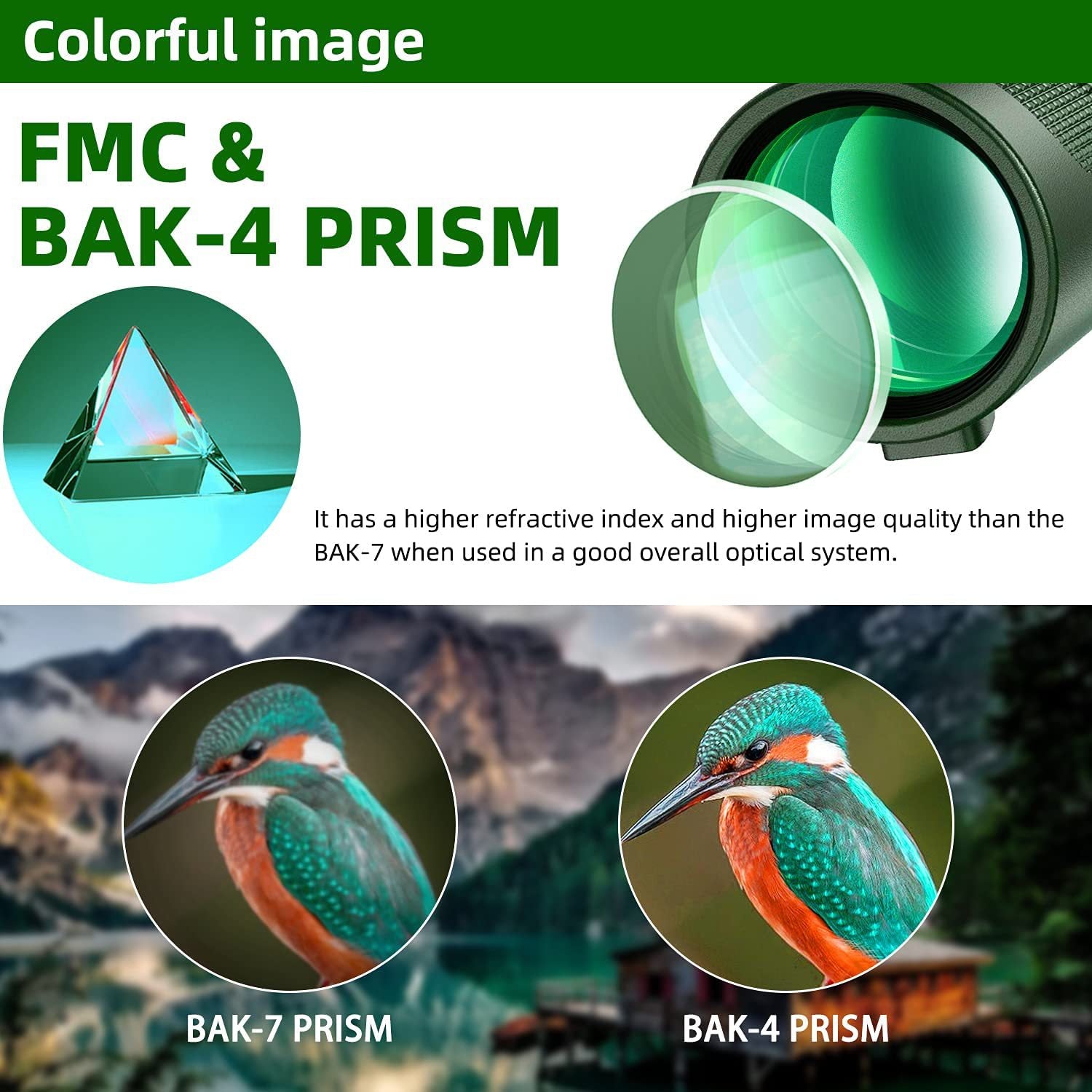 80X100 Green Monocular High-power High-definition Outdoor Bird Mobile Phone Telescope Camera