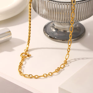 Cross-border World Best-selling Stainless Steel Splicing Chain Necklace Niche High-end Sense Spring Buckle Handmade Chain Titanium Steel Necklace Decoration