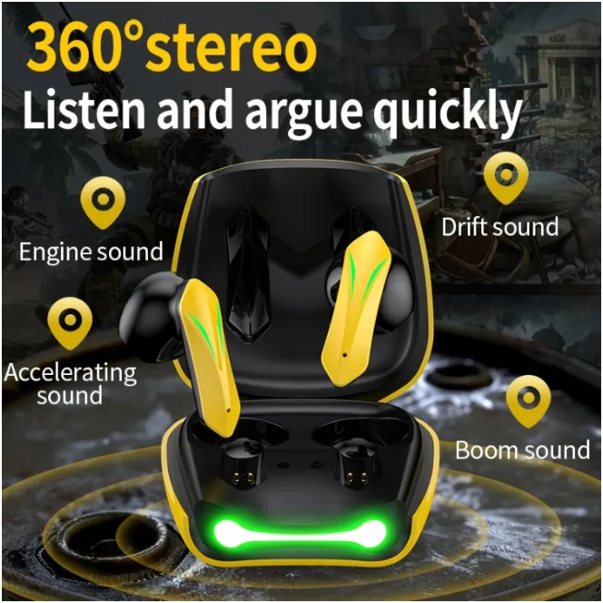 VoltSound Gaming Earbuds – Bluetooth 5.0, RGB, Dual Touch Control